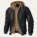 Dama Washington Axel men's bomber jacket black camel hooded layered - front view