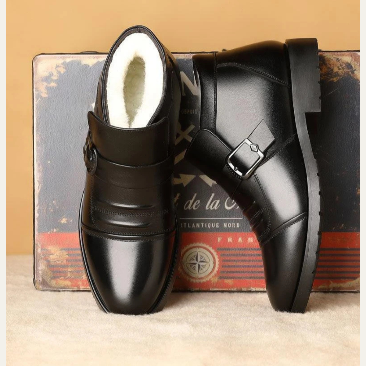 Bram | Men's Leather Ankle Boot Black Fleece Lined
