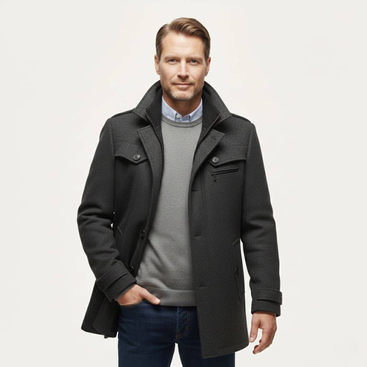 Callum | Men's Smart Casual Wool Blend Camel Coat With Quilted Liner