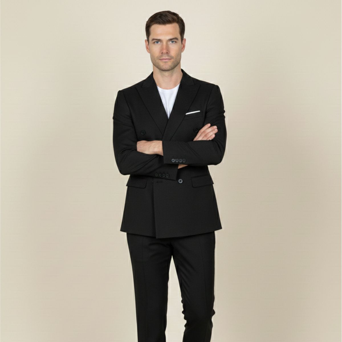 Ezra | Men's Double Breasted Blazer Navy Pinstripe