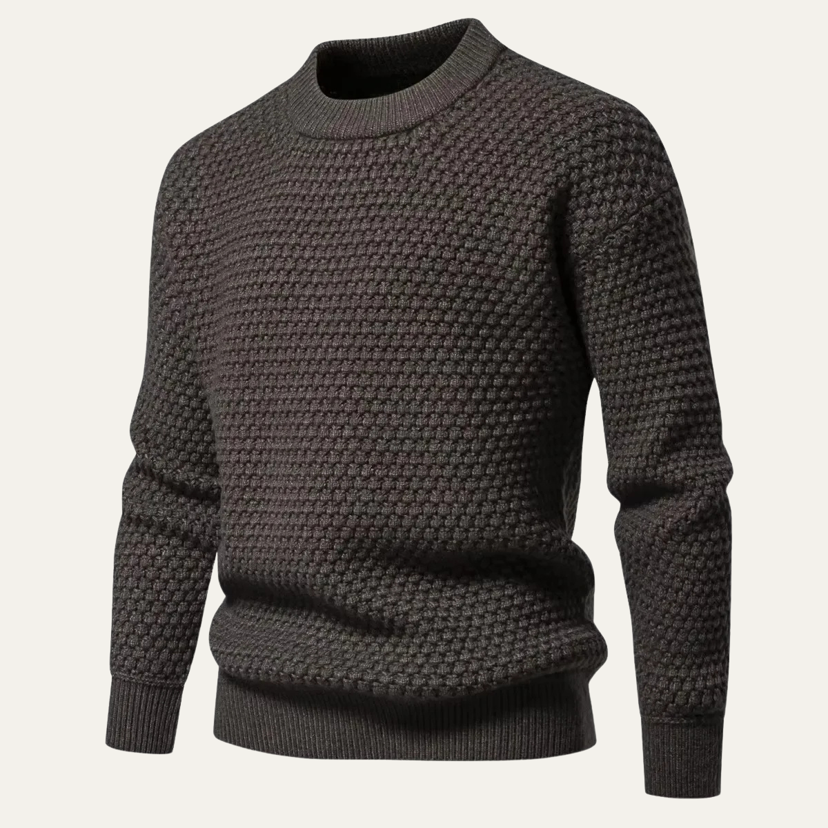 Ashton | Men's Crew Neck Cable Knit Sweater Charcoal