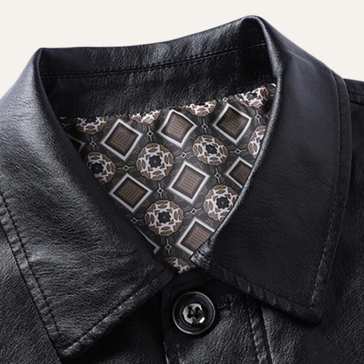 Axel | Men's Leather Jacket Black Button Up Winter Coat