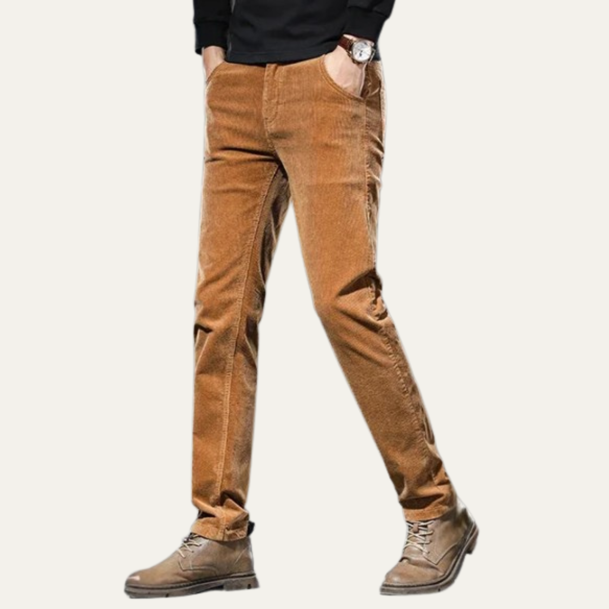 Axel | Men's Corduroy Pants Caramel Slim Fit Casual