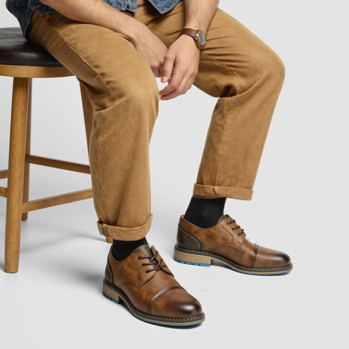 Bram | Men's Leather Oxford Shoes Brown Lace Up