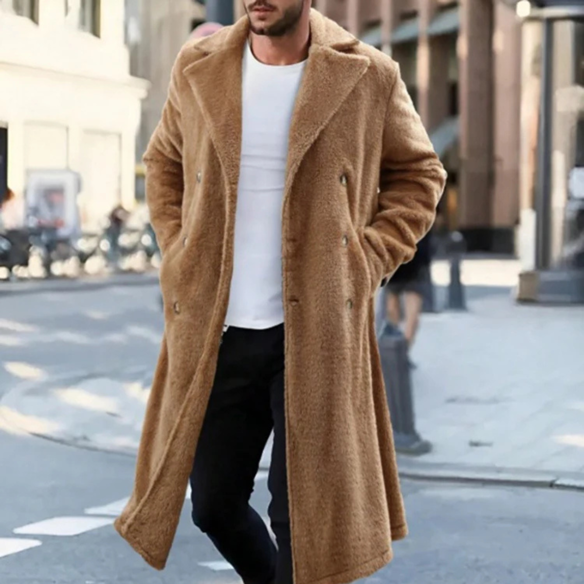 Hale | Men's Double Breasted Wool Coat Camel