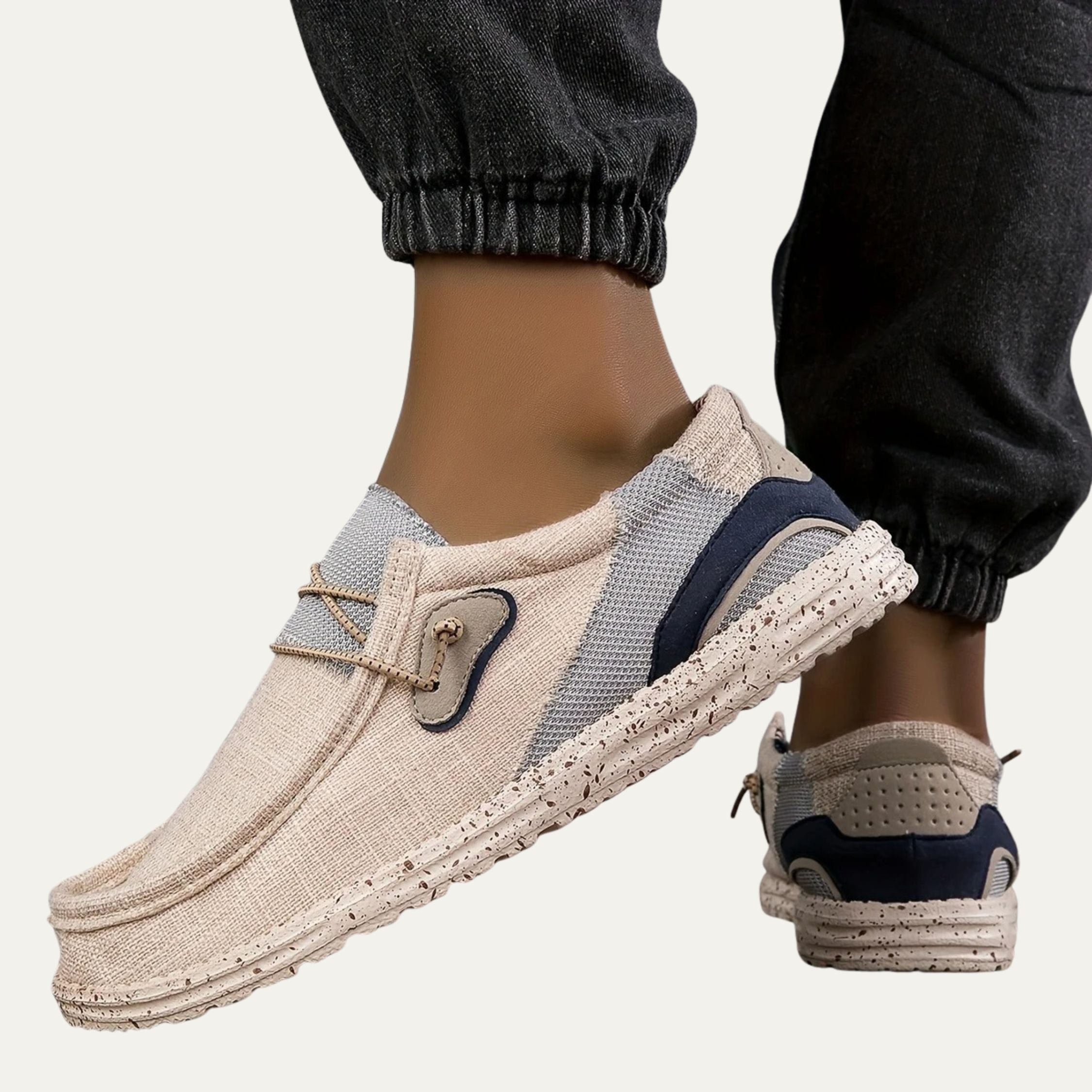 Faye | Women's Canvas Loafer Mule Cream Comfort Slip On