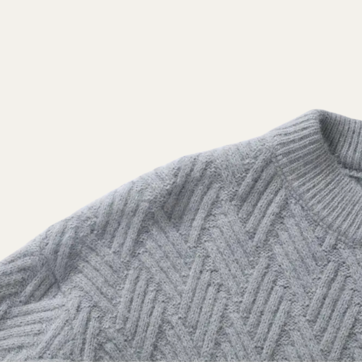 Rhys | Men's Cable Knit Sweater Gray Crew Neck