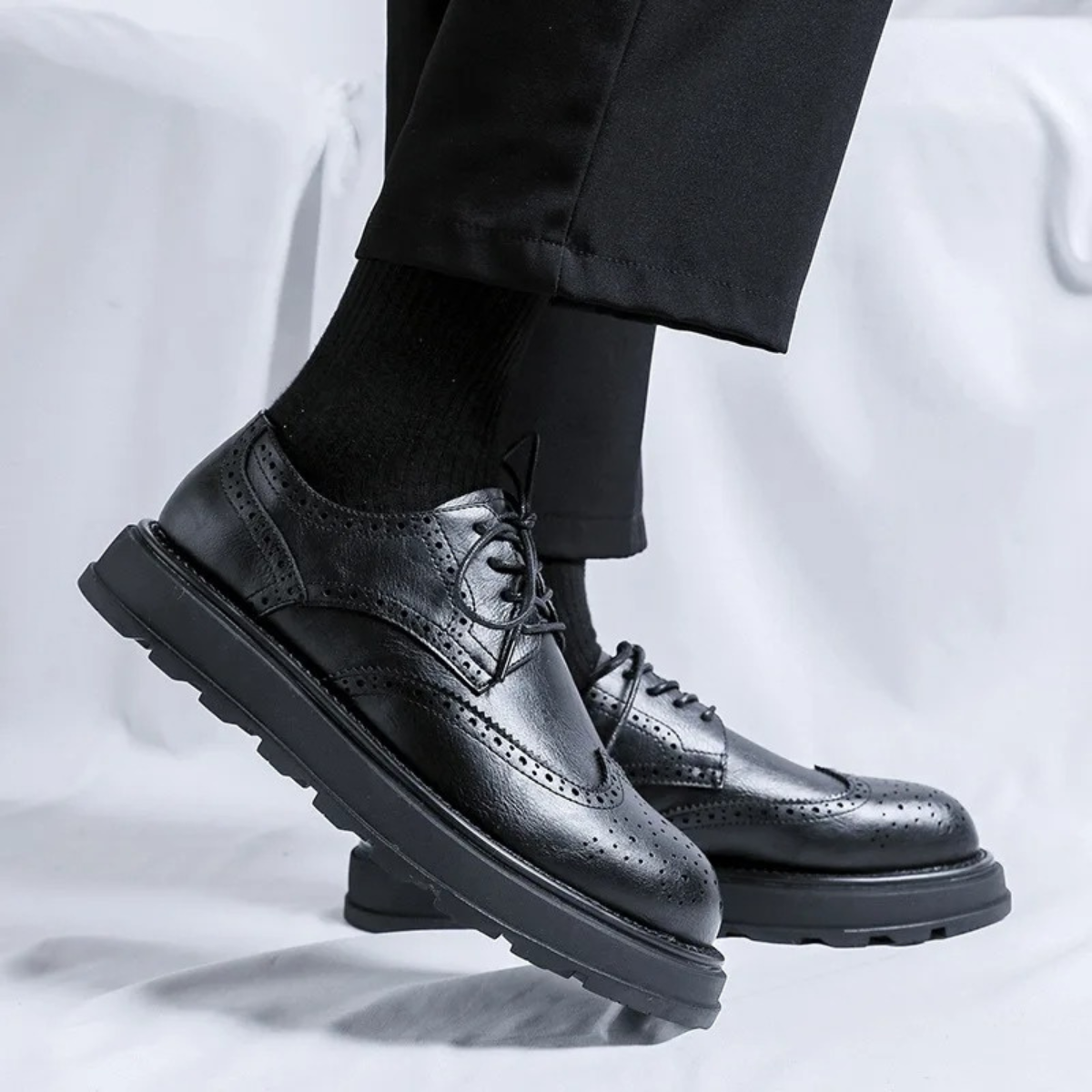 Oscar | Men's Wingtip Brogue Oxford Dress Shoe Black Leather