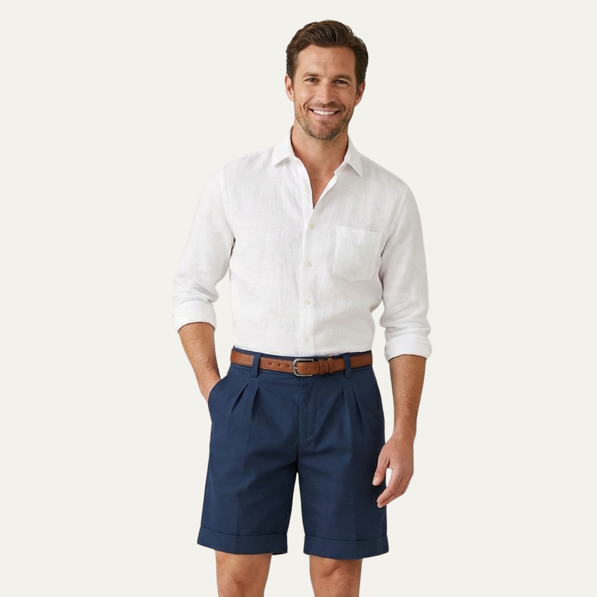 Dama Washington Rowan men's tailored pleated shorts navy - front view