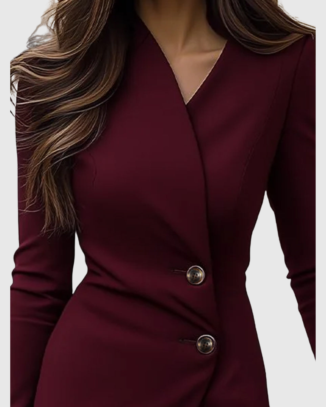 Darcy | Women's Blazer Dress Burgundy Midi Button Front