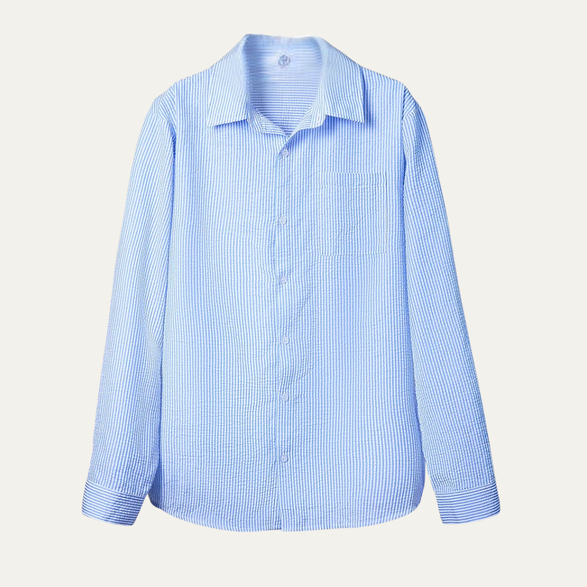 Rhys | Men's Light Blue Striped Linen Dress Shirt Long Sleeve