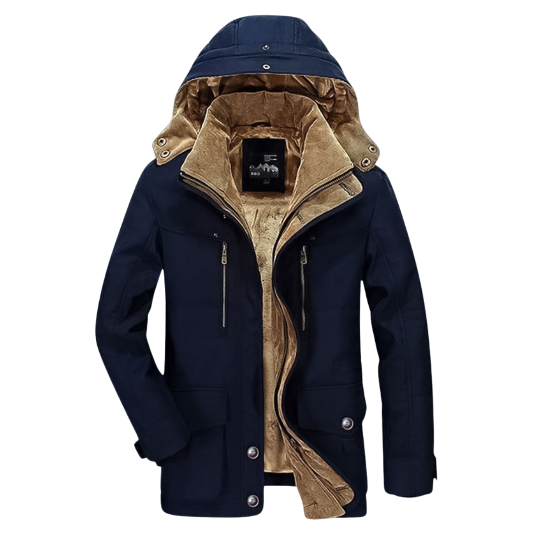 Hudson | Men's Puffer Jacket Navy Sherpa Lined Hood