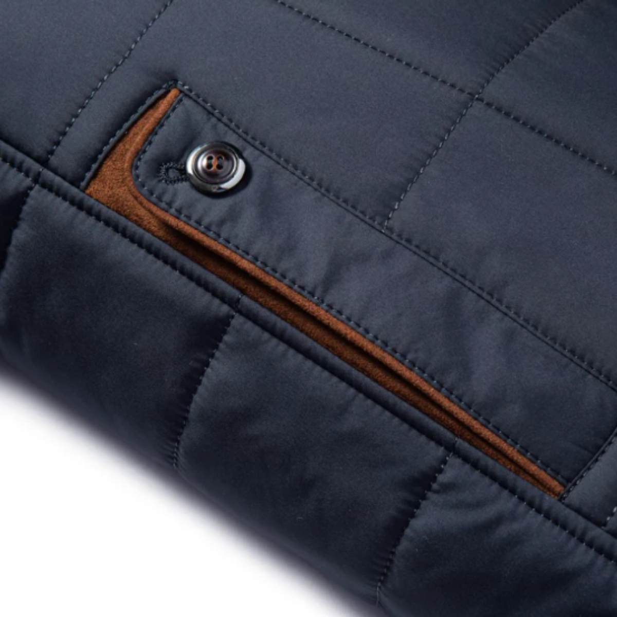 Bram | Men's Quilted Puffer Jacket Navy Velvet Collar