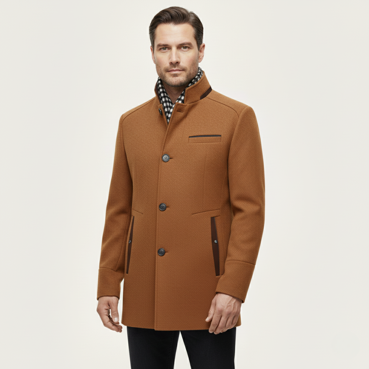 Ash | Men's Smart Casual Wool Overcoat Navy Camel Lined