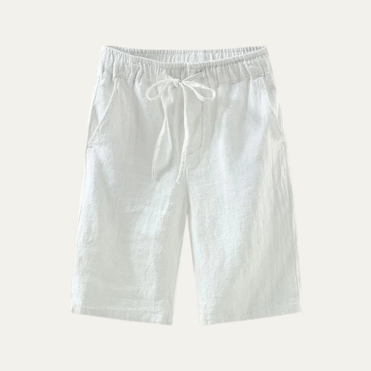 Beau | Men's Linen Shorts Cream Drawstring