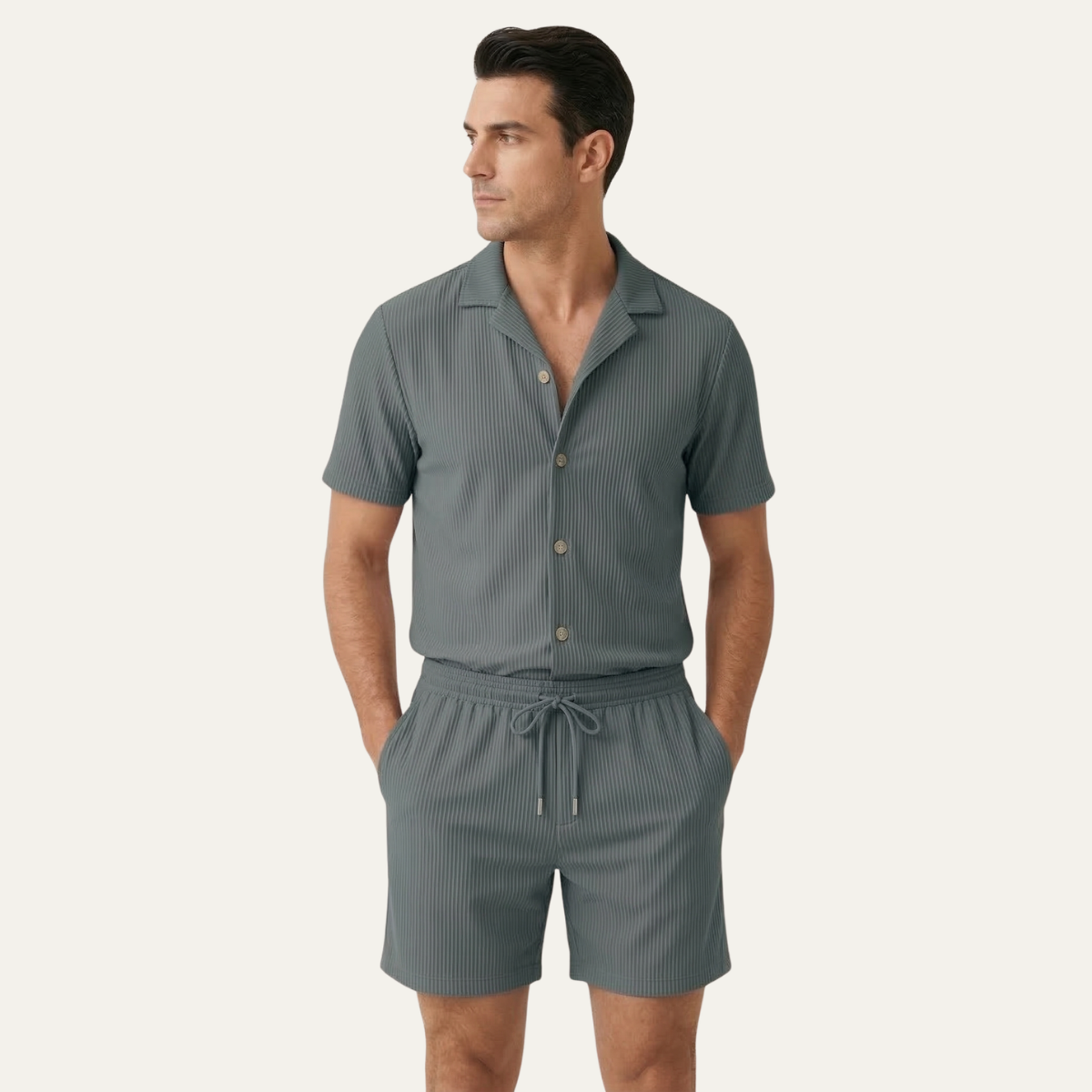 Rowan | Men's Ribbed Button Up Shirt Pink