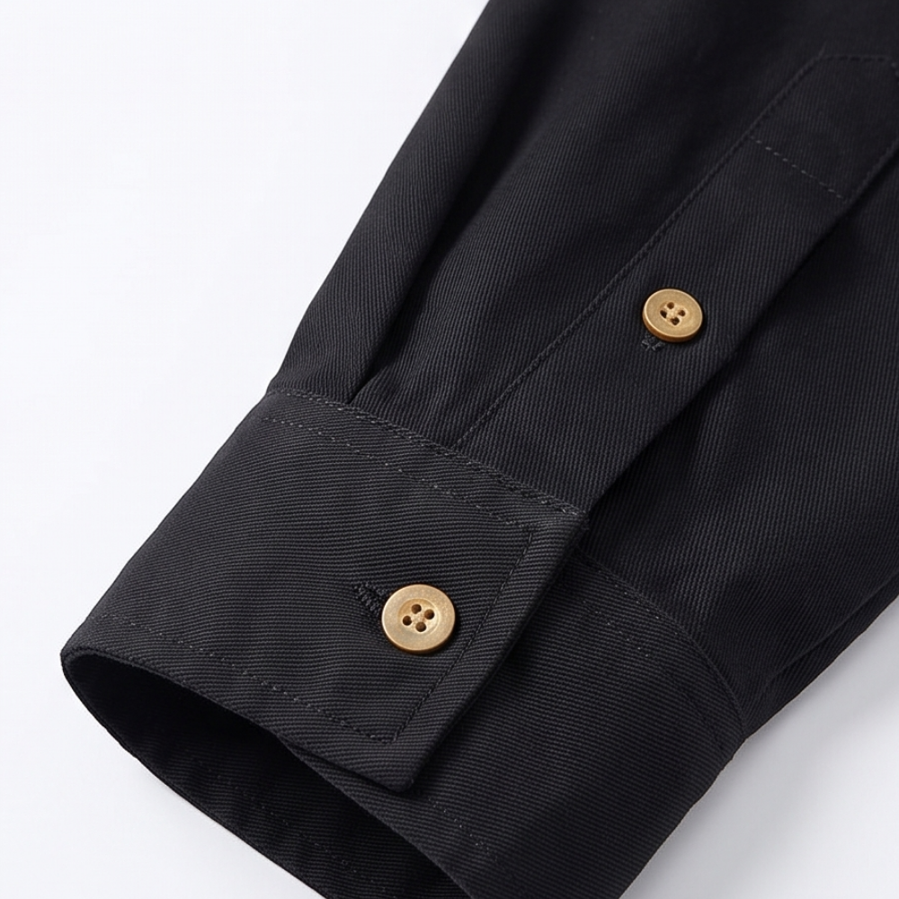 Callum | Men's Western Denim Shirt Black Cowboy Print