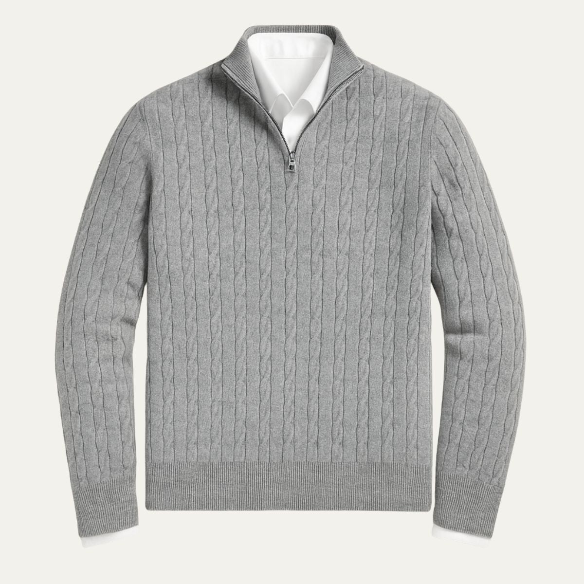 Voss | Men's Cable Knit Quarter Zip Sweater Navy