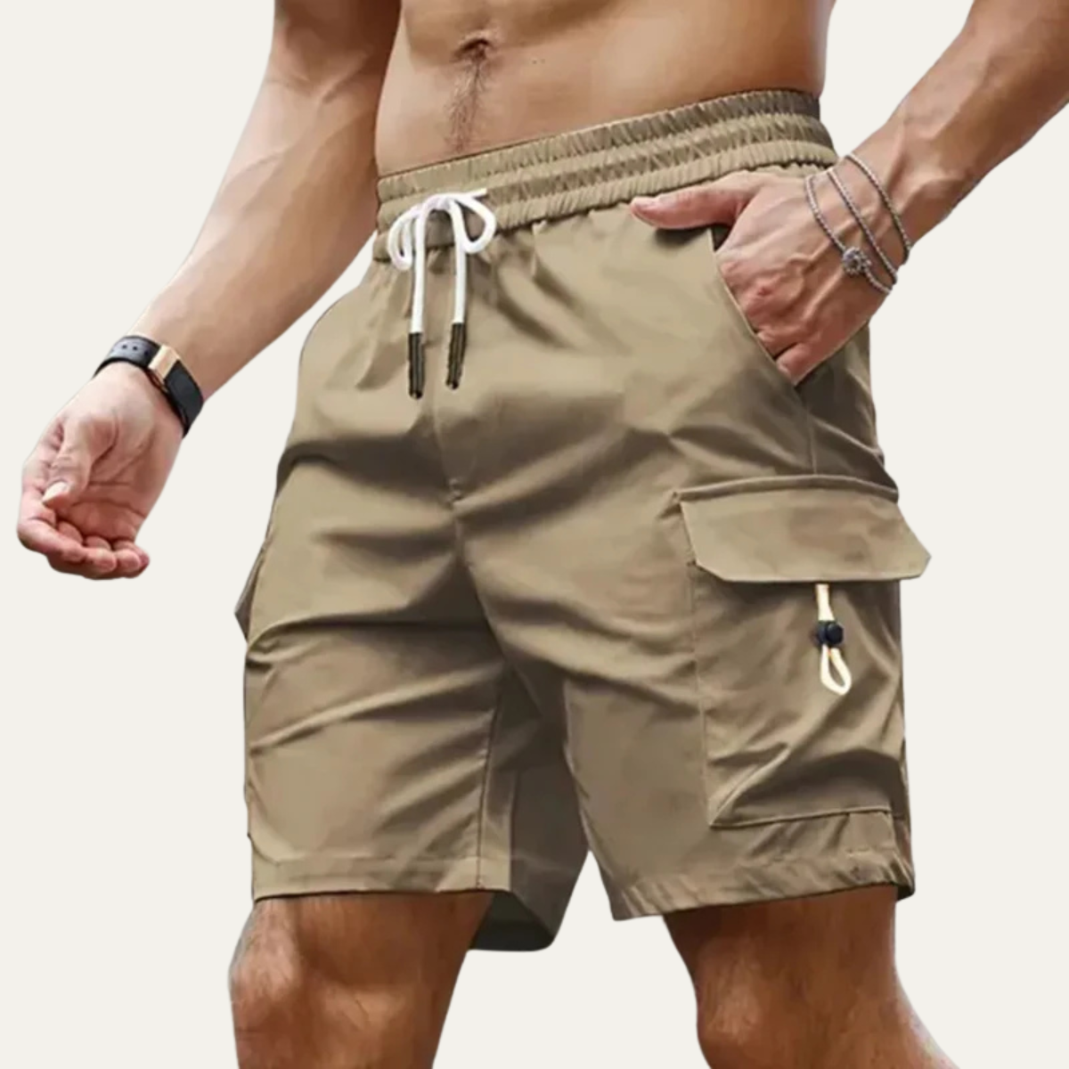 Max | Men's Cargo Shorts Gray Utility Drawstring