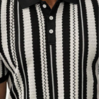 Dama Washington Bram men's striped knit polo shirt black cream - view 4