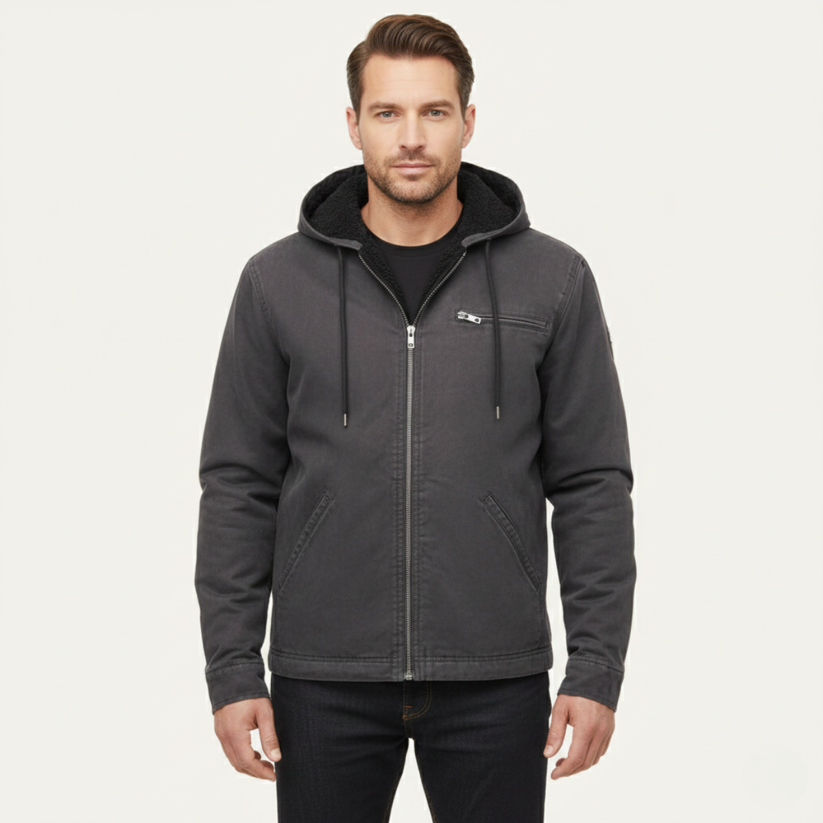 Axel | Men's Fleece Lined Hooded Jacket Camel