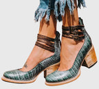 Dama Washington Rue women's leather block heel bootie brown buckle strap - view 8