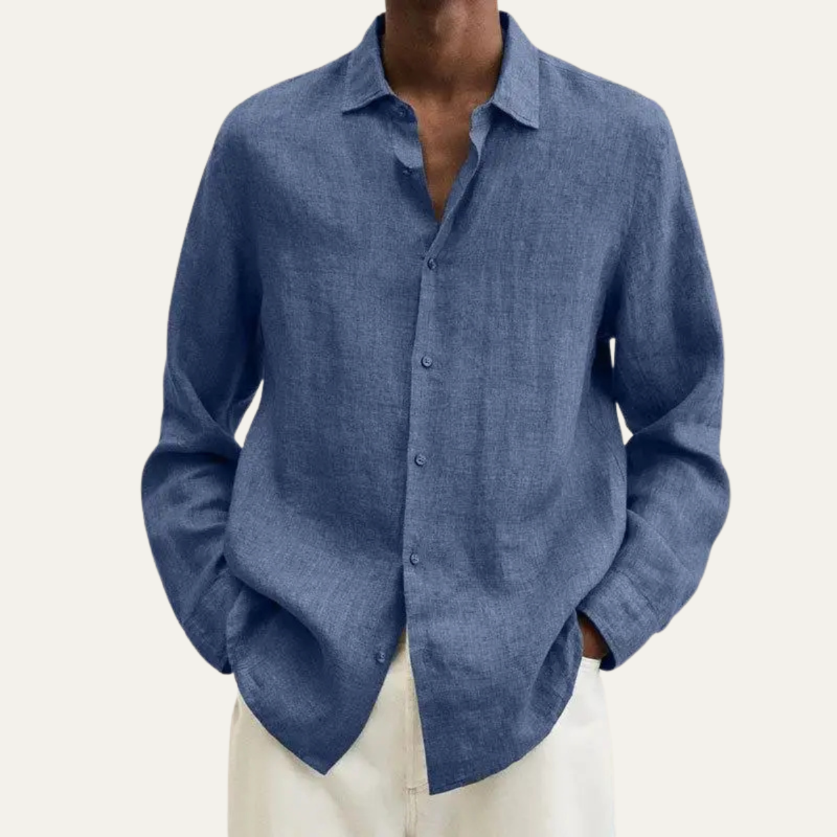 Luca | Men's Linen Button Up Shirt Light Blue
