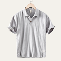 Dama Washington Callum men's linen polo shirt gray short sleeve - front view