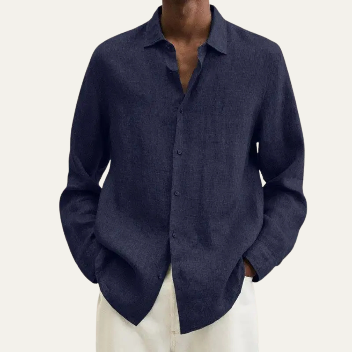 Luca | Men's Linen Button Up Shirt Light Blue