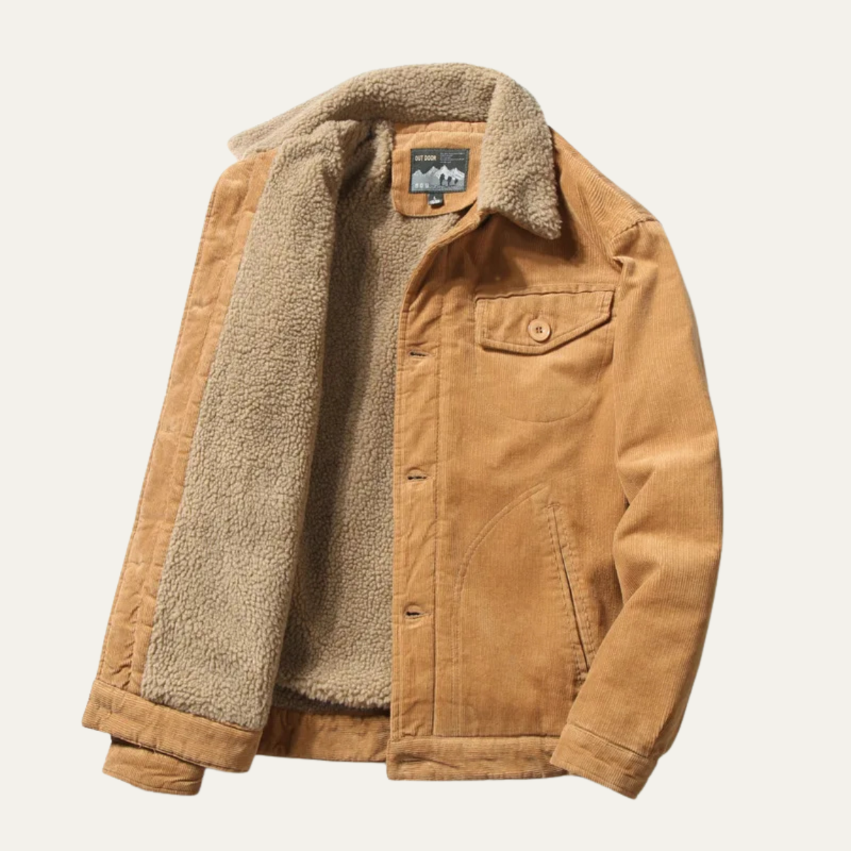 Blake | Men's Sherpa Lined Corduroy Jacket Tan