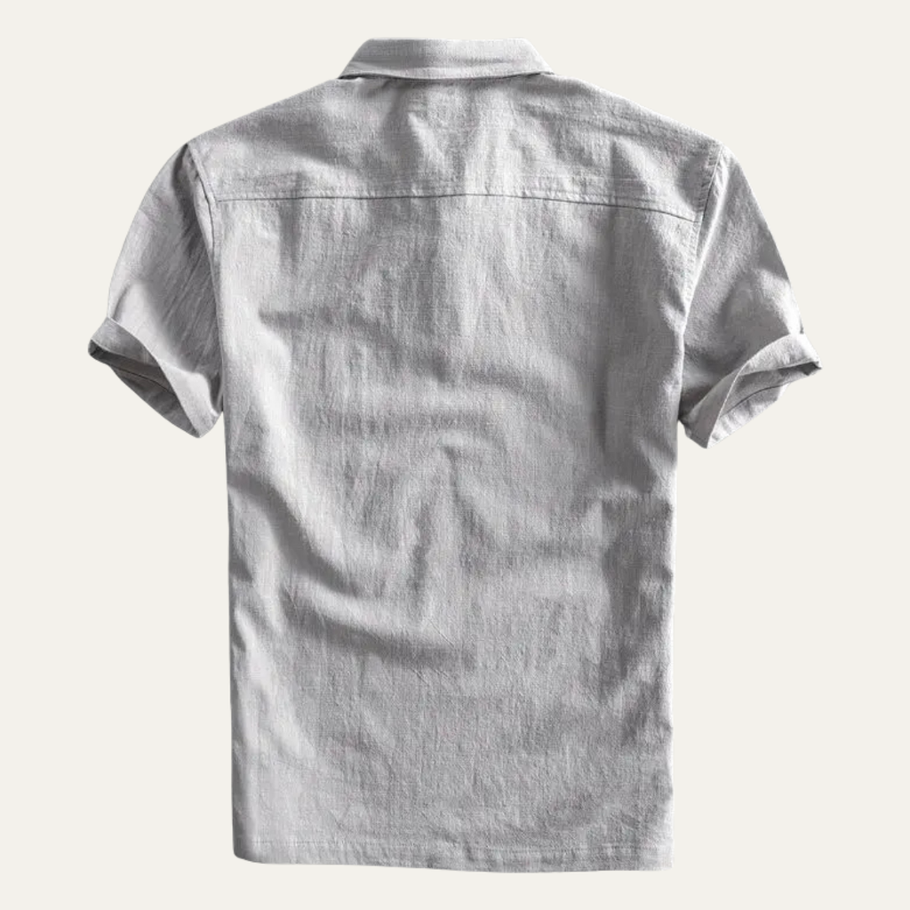 Dama Washington Callum men's linen polo shirt gray short sleeve - view 6