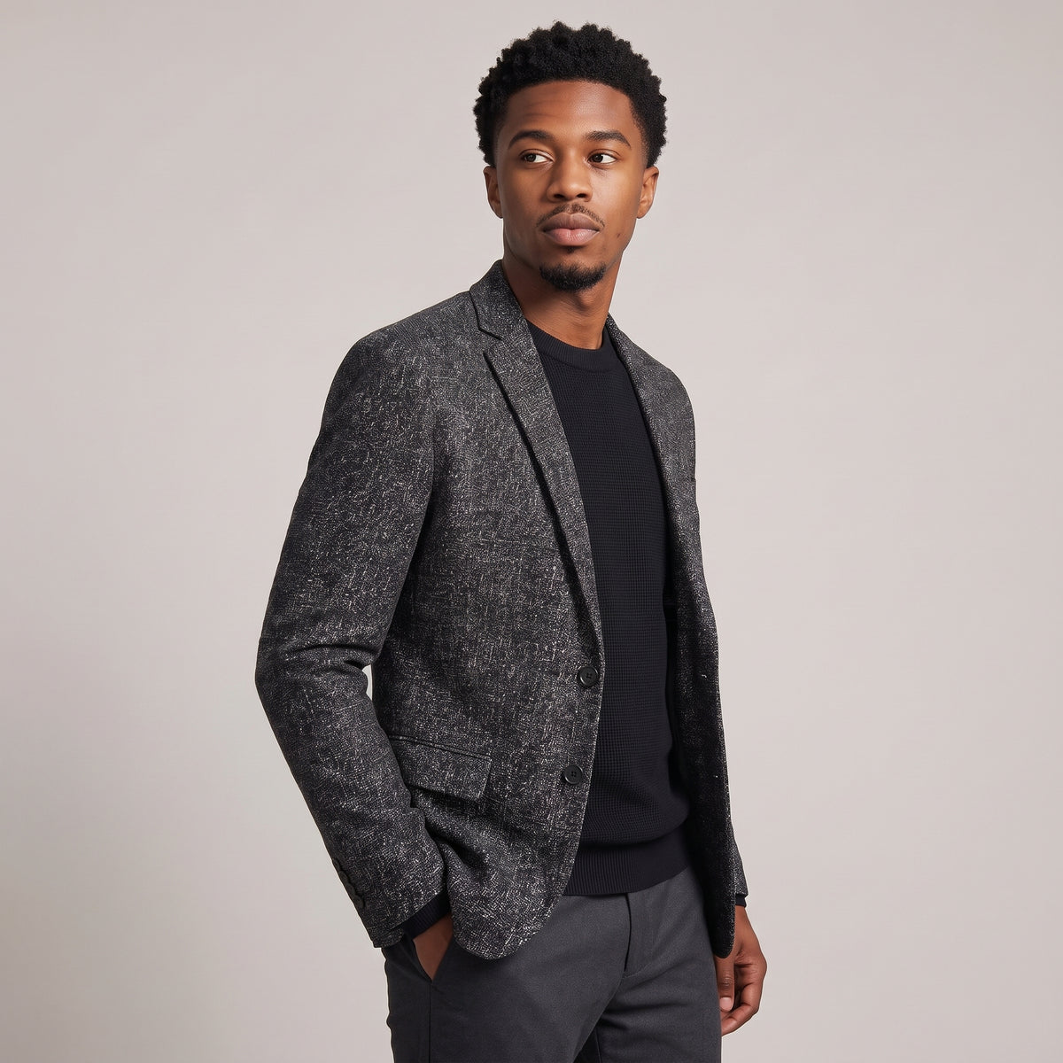 Dama Washington Beau tweed blazer Grey - model front view