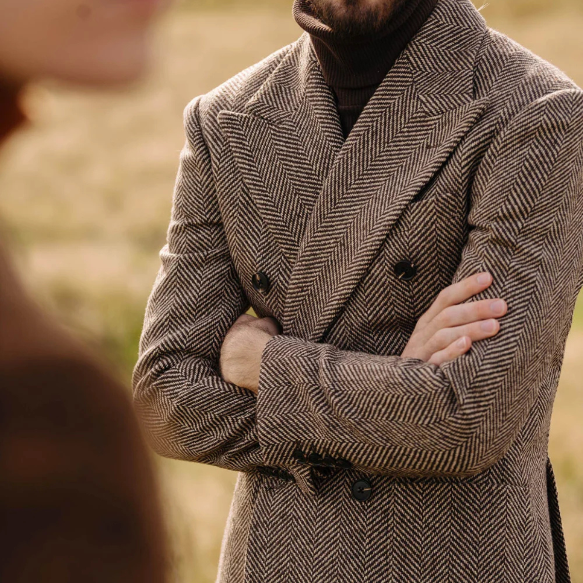 Jasper | Men's Herringbone Tweed Suit Beige Double Breasted