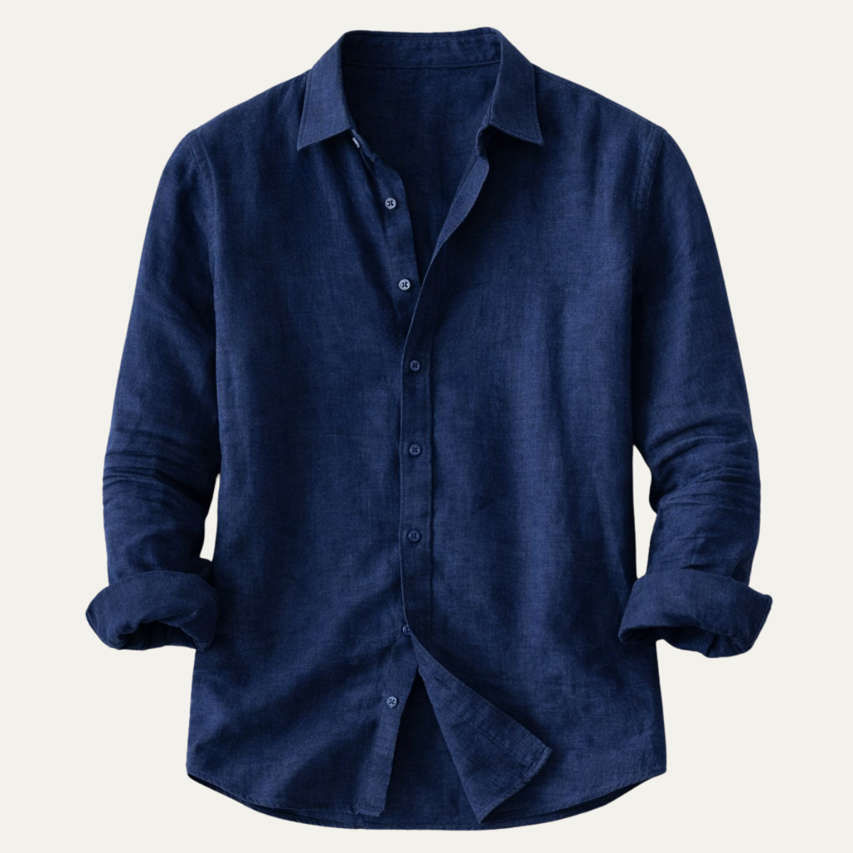 Callum | Men's Linen Shirt Navy Long Sleeve Button Up