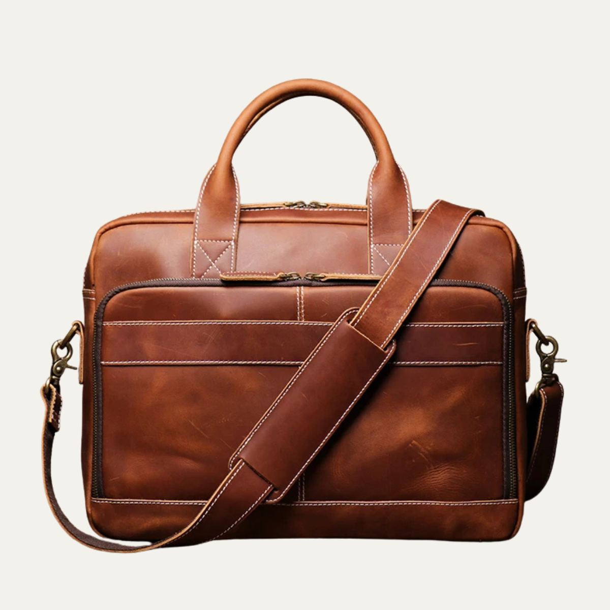 Cassis Men's Vintage Leather Laptop Briefcase