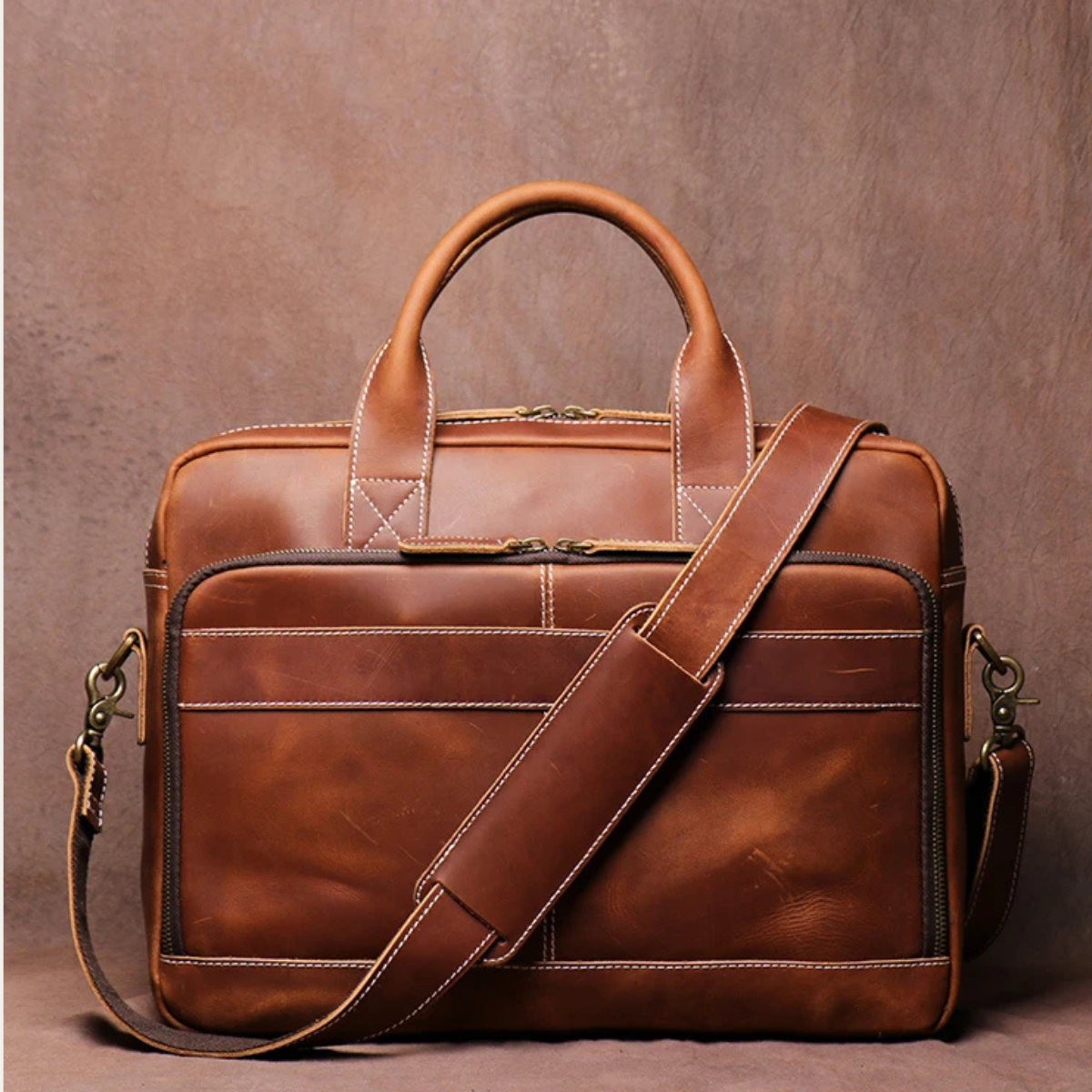 Cassis leather briefcase