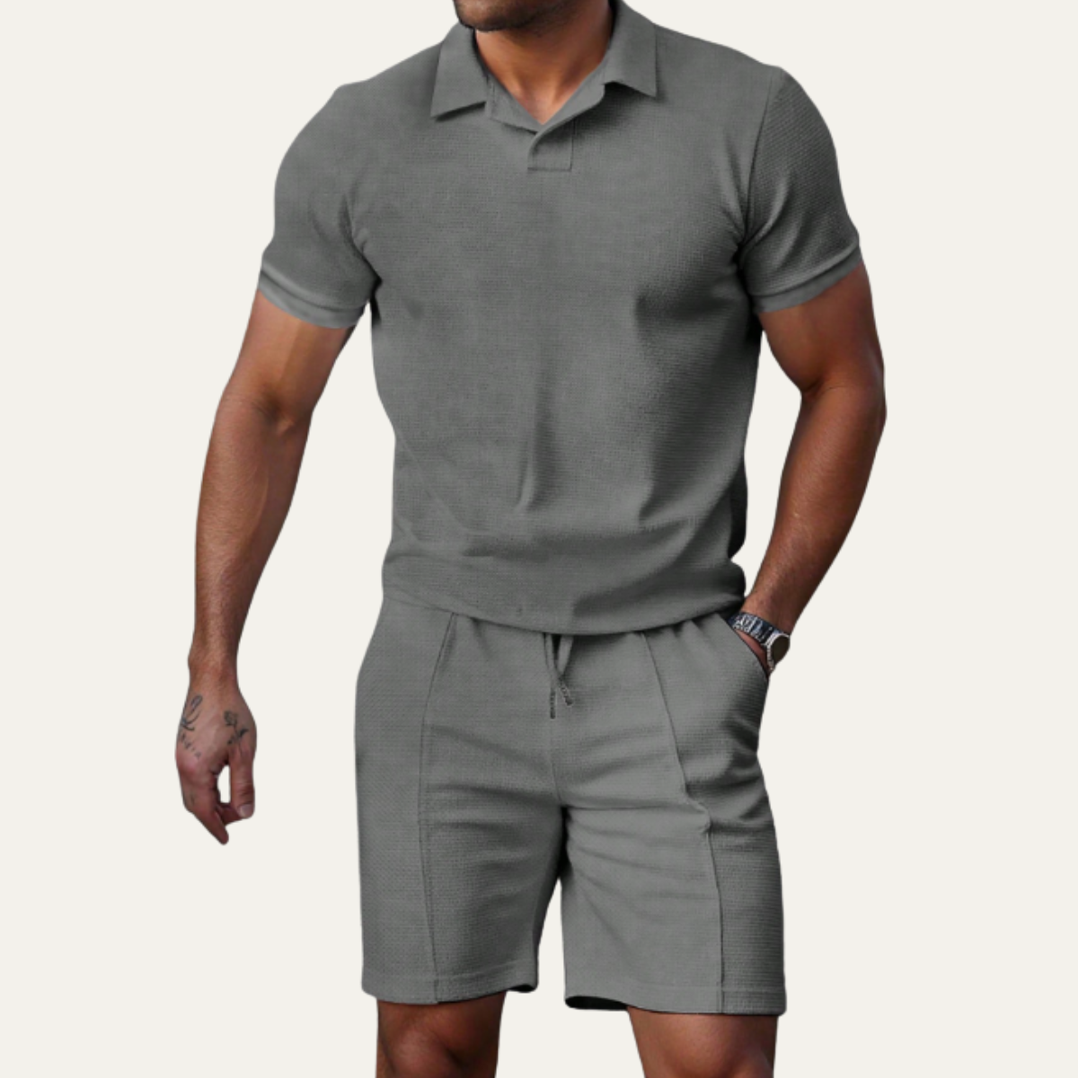 Jude | Men's Sweatsuit Light Blue Polo Short Sleeve