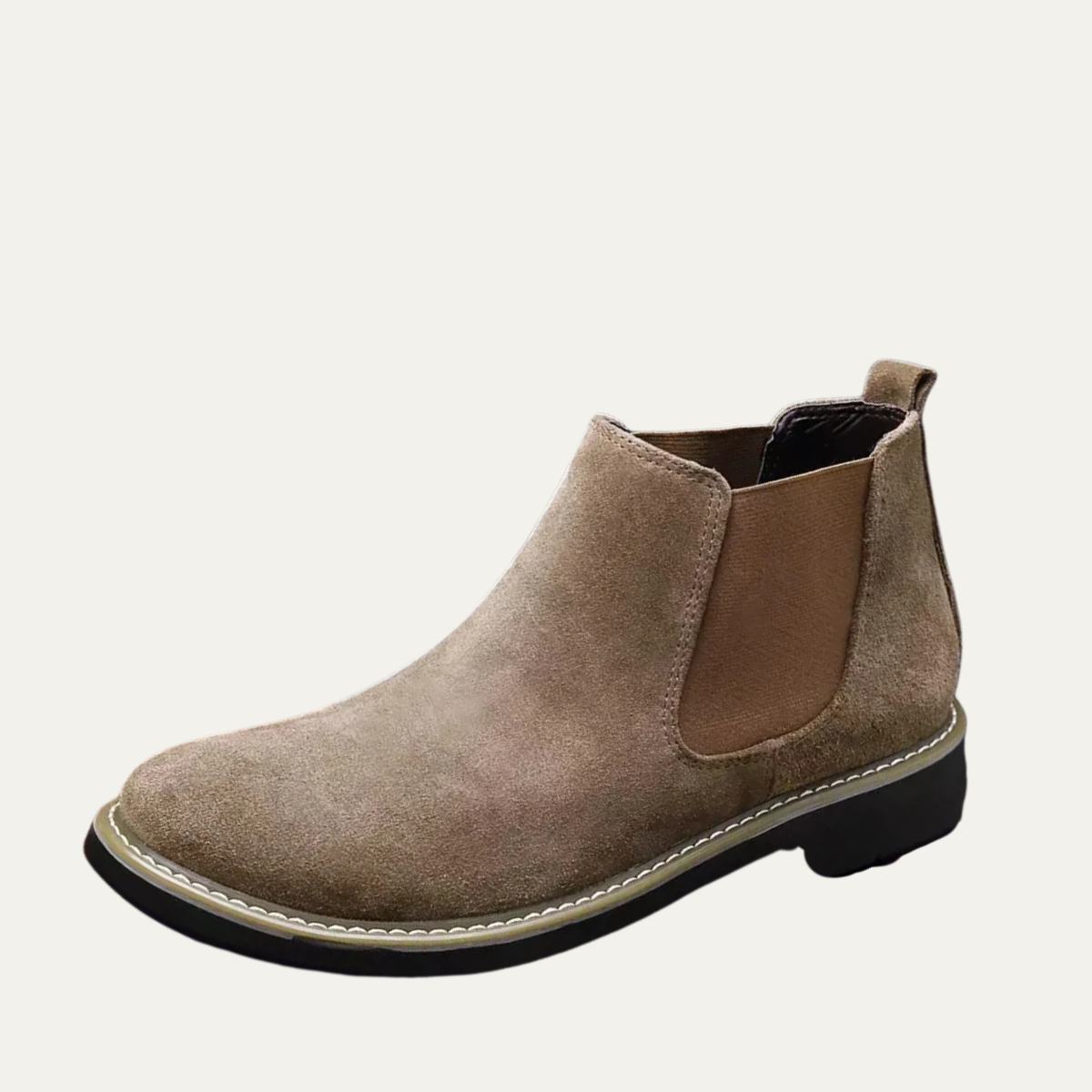 Tate | Men's Chelsea Boot Black Suede Contrast Stitch