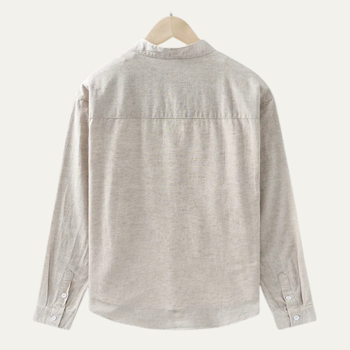 Otto | Men's Casual Linen Button Up Shirt Cream Mandarin Collar
