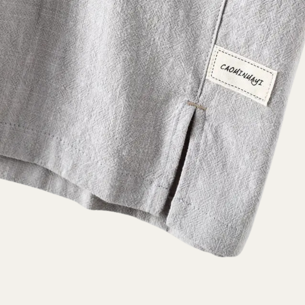 Dama Washington Callum men's linen polo shirt gray short sleeve - view 9