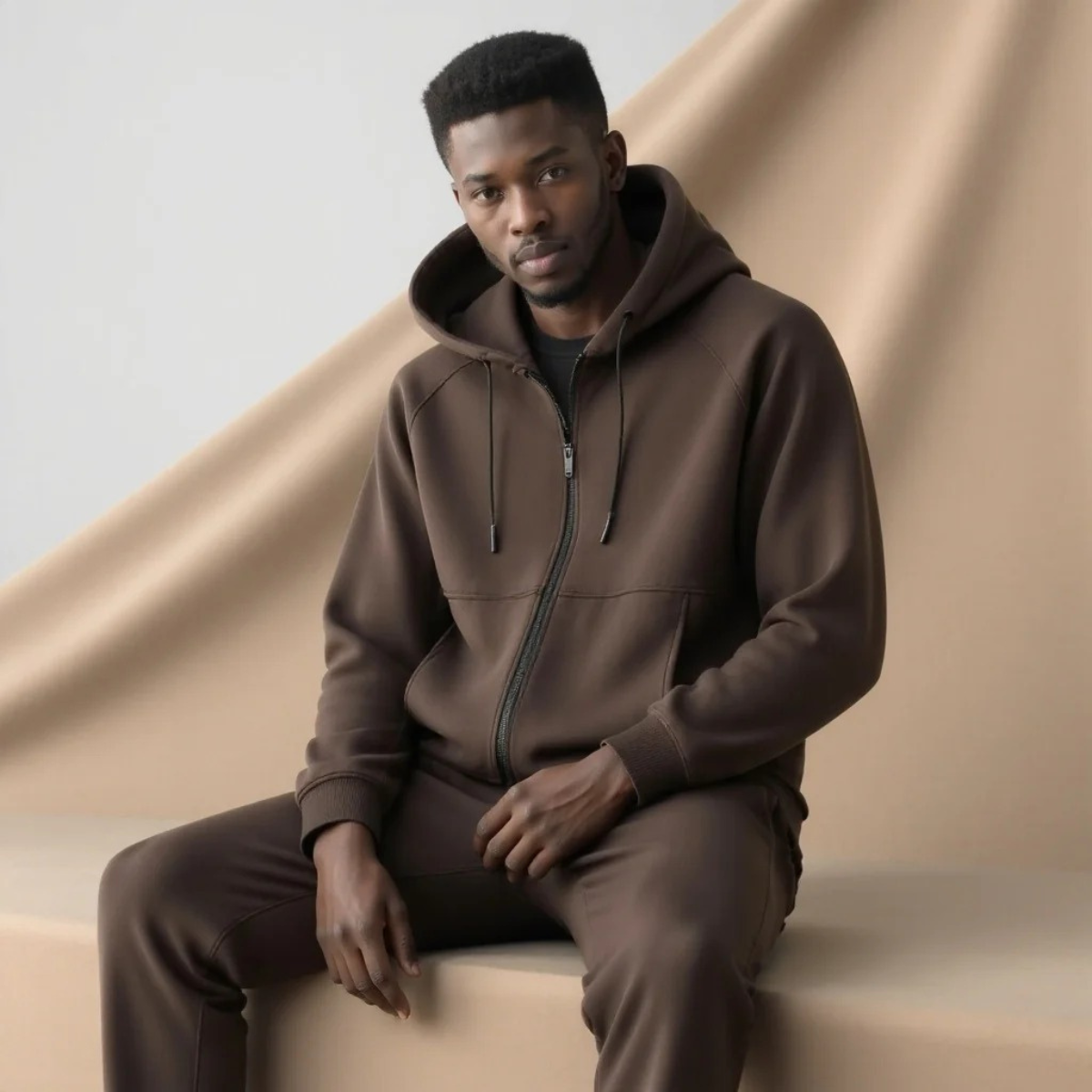 Kade | Men's Sweatsuit Black Zip Up Hoodie Joggers Set