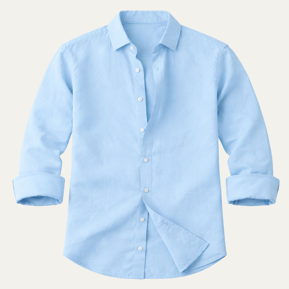 Beau | Men's Linen Button Up Shirt Light Blue Long Sleeve
