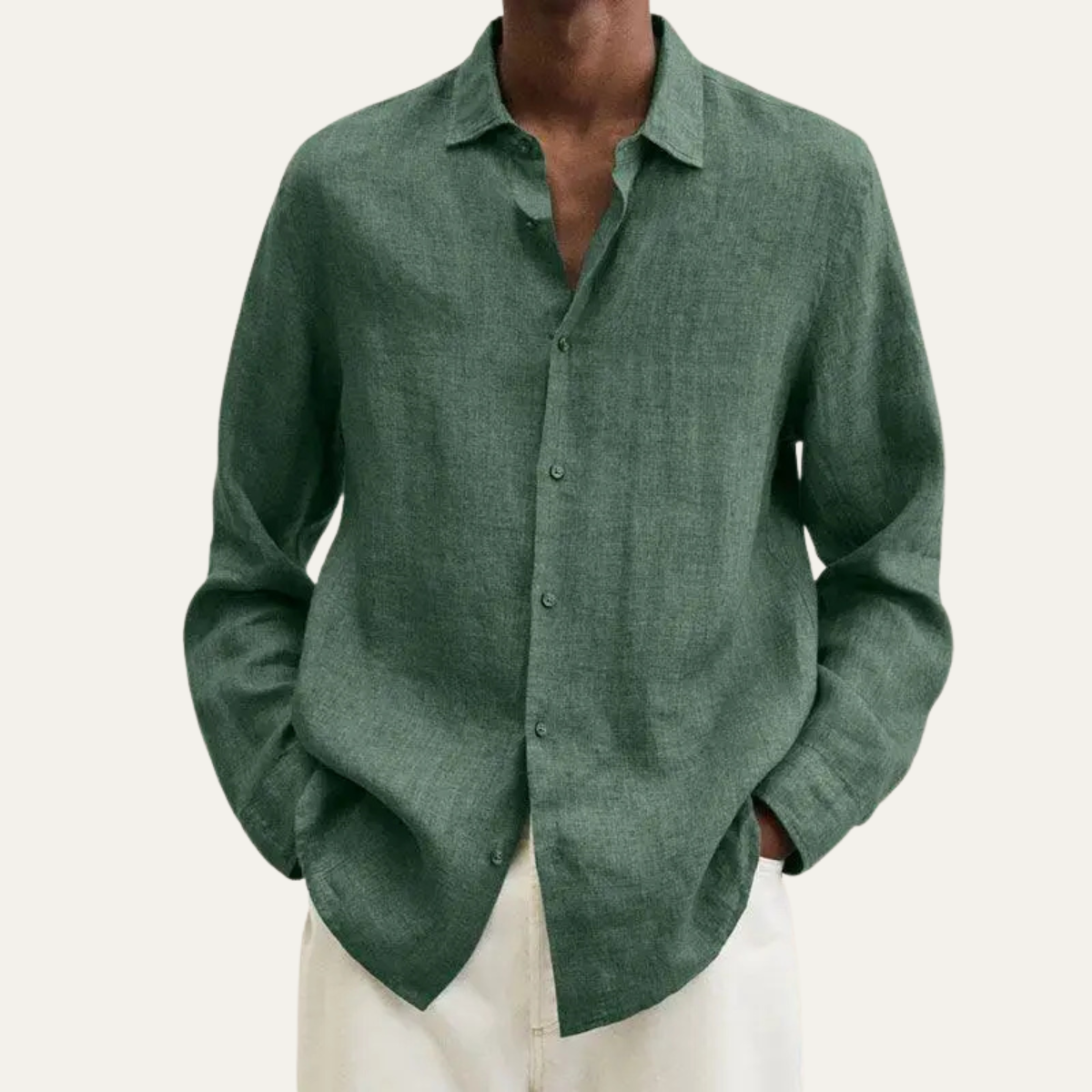 Axel | Men's Linen Shirt Chartreuse Button Up Long Sleeve