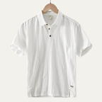 Dama Washington Callum men's linen polo shirt gray short sleeve - view 2