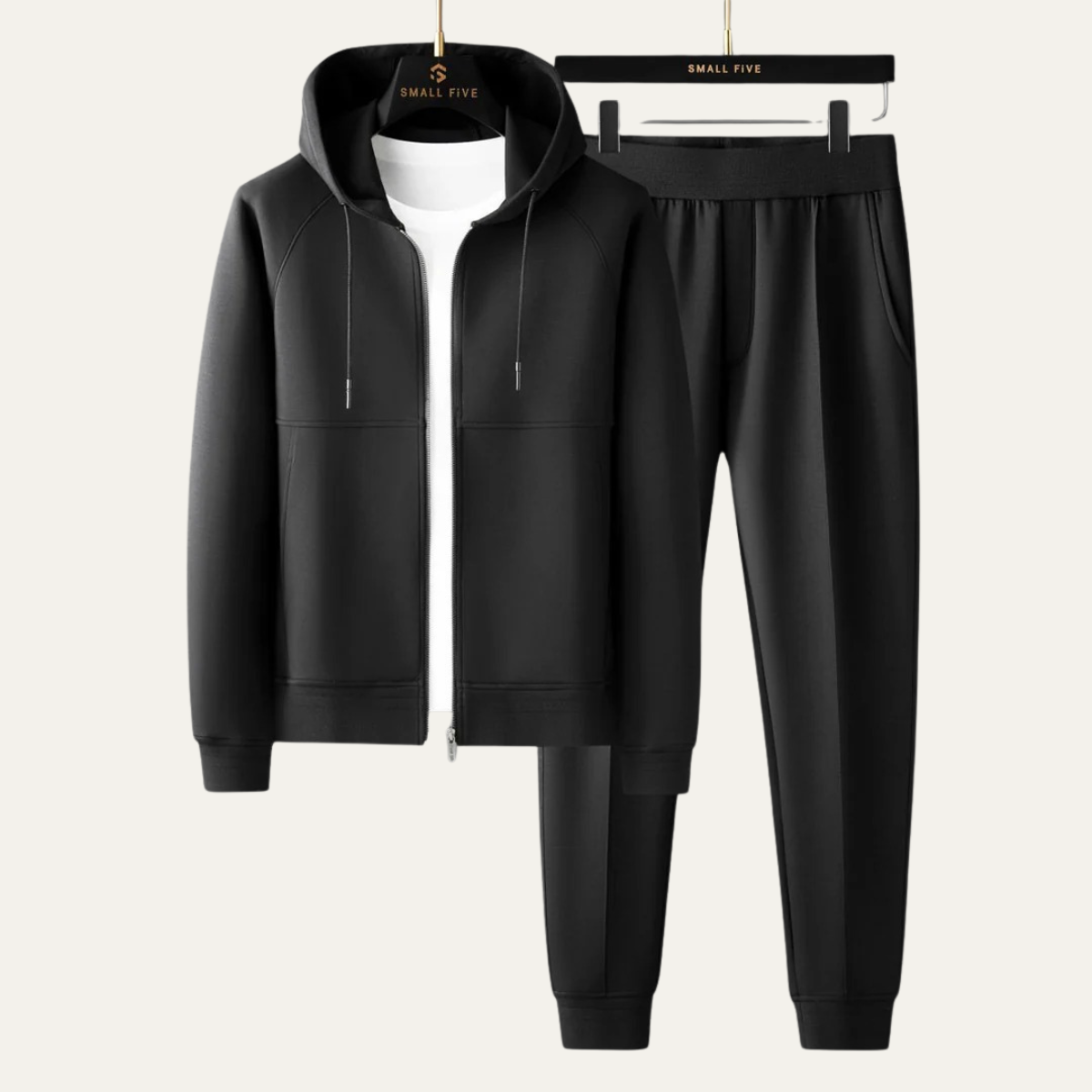 Kade | Men's Sweatsuit Black Zip Up Hoodie Joggers Set