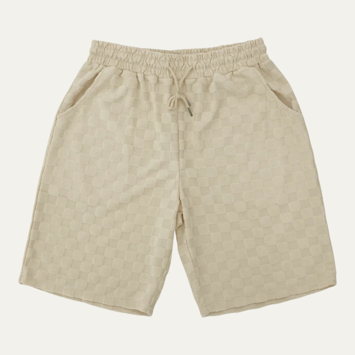Axel | Men's Oversized Quilted T Shirt Shorts Set Cream
