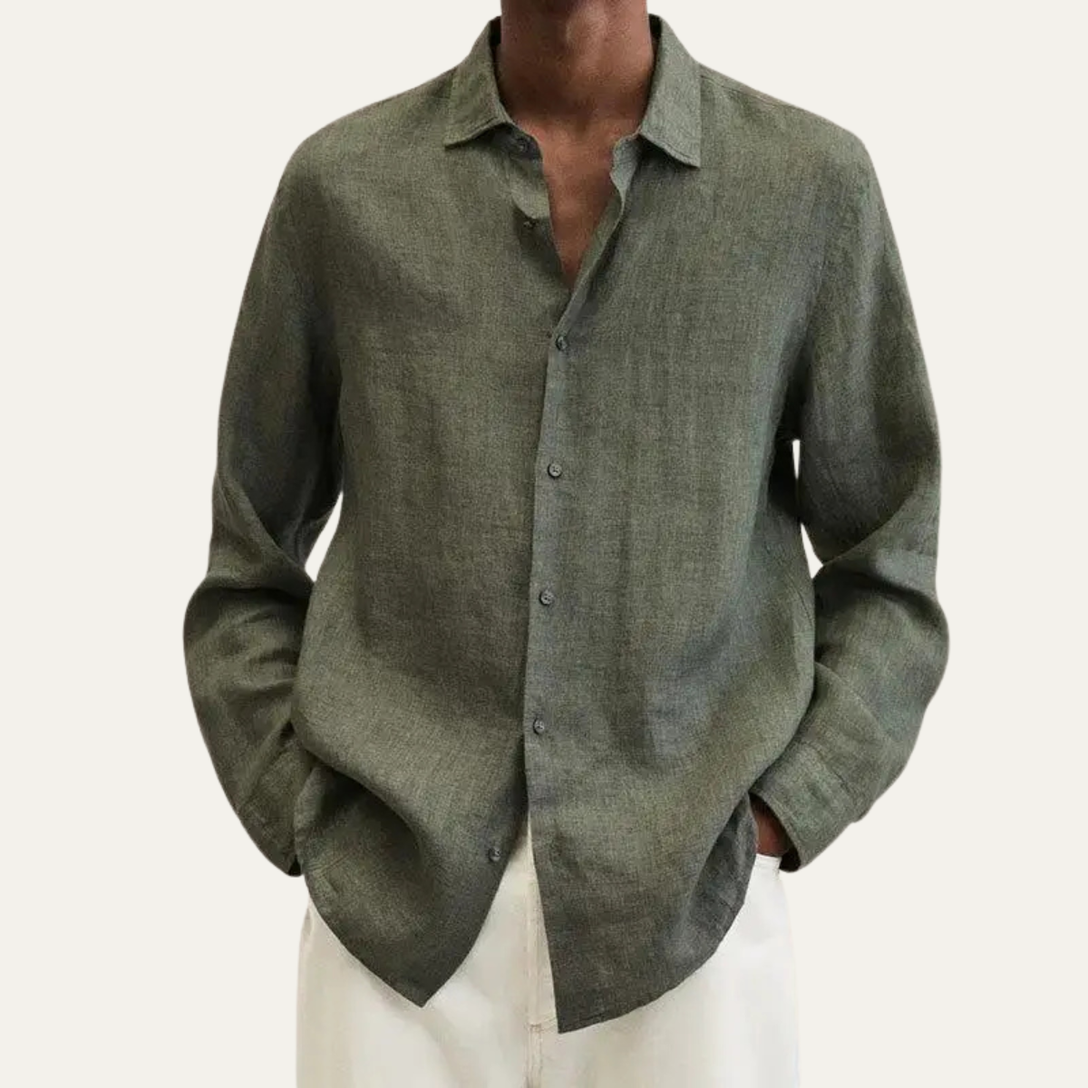 Axel | Men's Linen Shirt Chartreuse Button Up Long Sleeve
