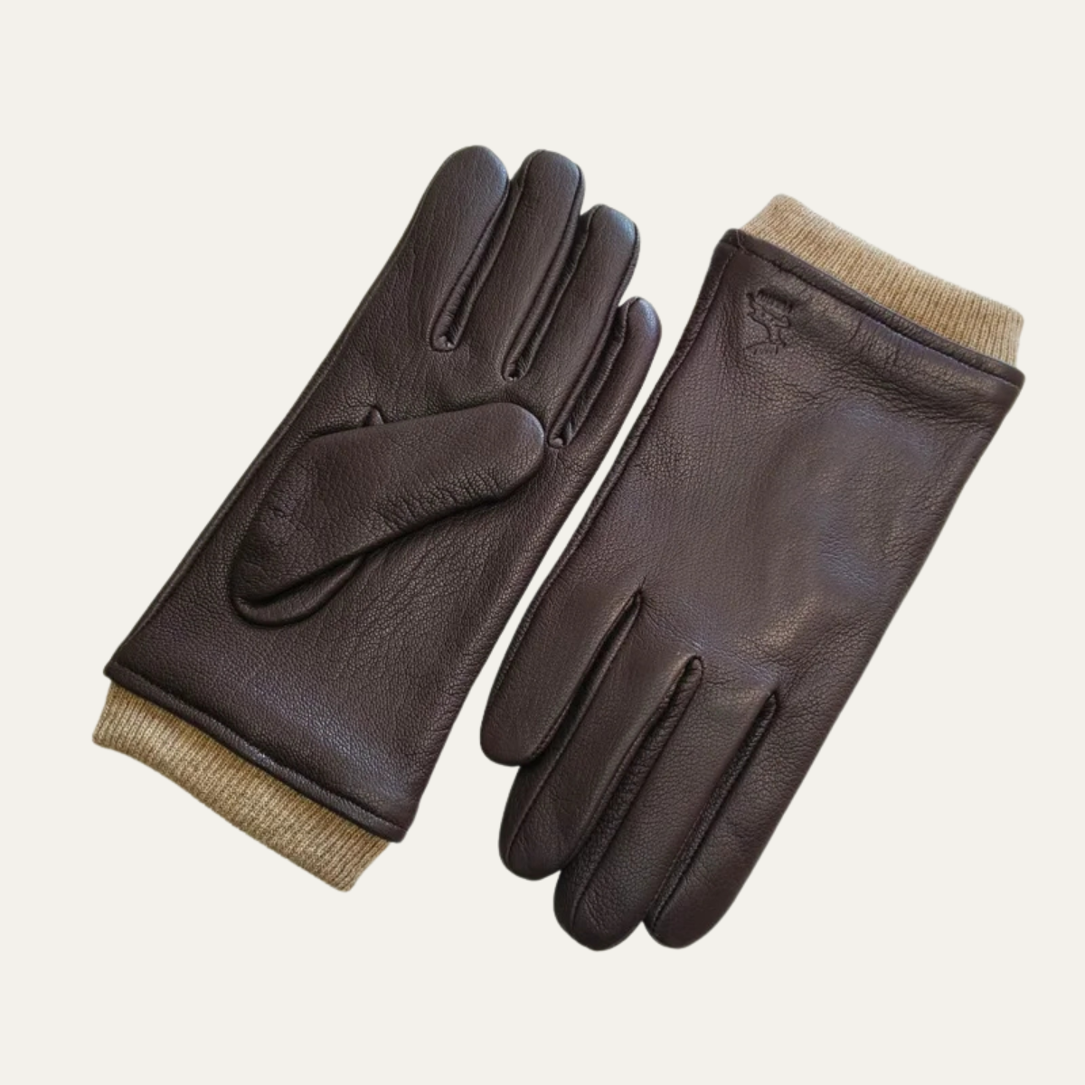 Rowan | Men's Leather Winter Gloves Brown Wool Lined