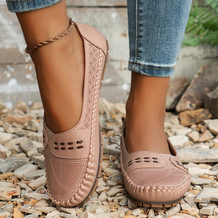 Aria | Women's Perforated Loafer Cream Slip On Comfort