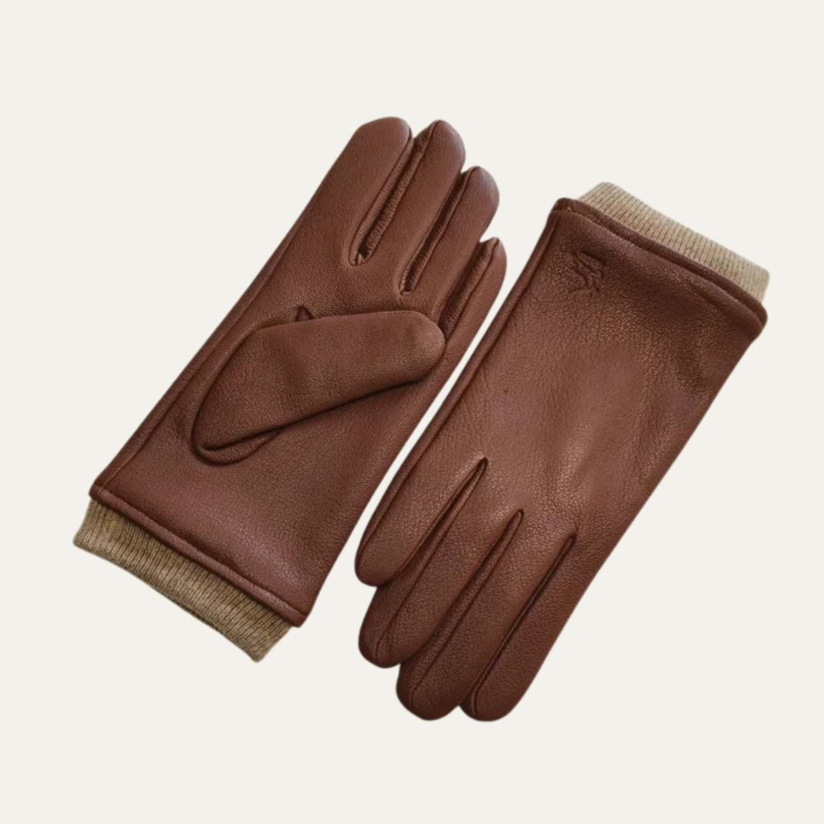 Rowan | Men's Leather Winter Gloves Brown Wool Lined